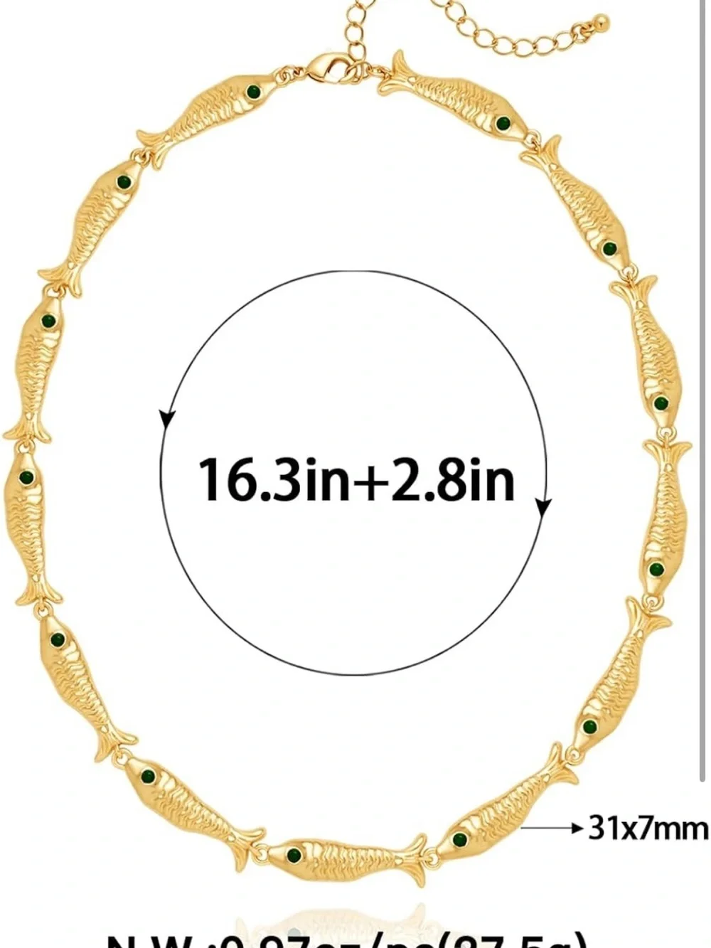 Trendy Summer Gold Fish Link Necklace